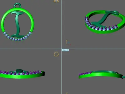 Initial Letter Pendant I 3D print model