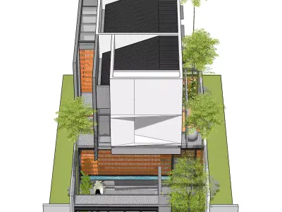 3D Model Modern Minimalist White Box House Contemporary Style 3D model