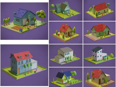 Bank Building Low-poly 3D model