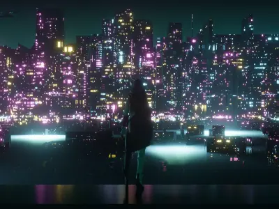 Sci-fi city cyberpunk include all assets and textures Low-poly 3D model