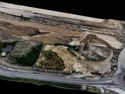 construction site road aerial PBR photogrammetry Low-poly 3D model