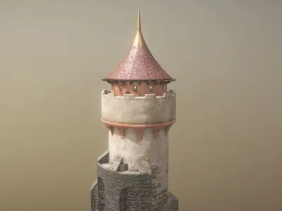 Medieval DRAGON Tower 03 Low-poly 3D model