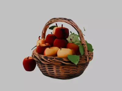 fruit basket Low-poly 3D model