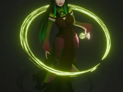Evil Caterpillar witch  Low-poly 3D model