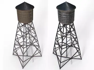 Old water tower Low-poly 3D model get