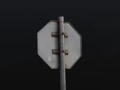 STOP Street Sign post-apocalyptic dirty painted rusty low poly Low-poly 3D model