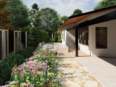 3D Exterior Scene 3D model design garden and landscape 3D model 12