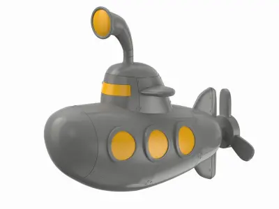 Cartoon Submarine Grey 3D model