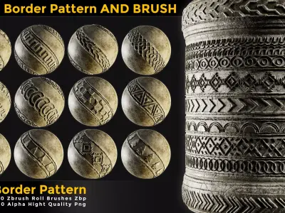 60 Modern Border Pattern til  Tileable ZBrush  Zbp vol 01 Texture