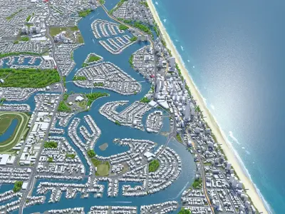 Surfers Paradise Queensland Australia 10km Low-poly 3D model