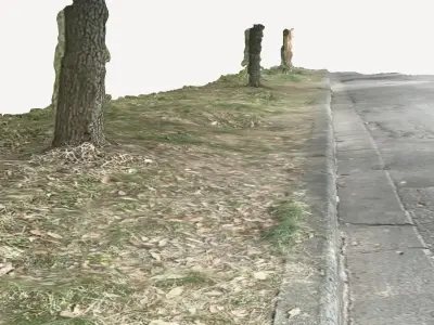 Piece of a ruined urban city street with small cracks  3D model