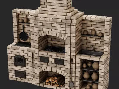 BBQ brick oven 3D model