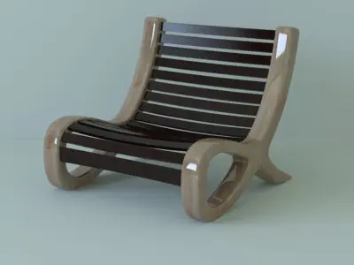 Chair with ottoman Low-poly 3D model
