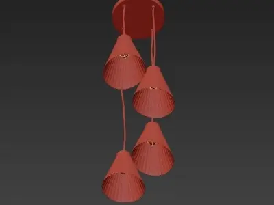 Chandelier pendant lamp with pleats 3D model