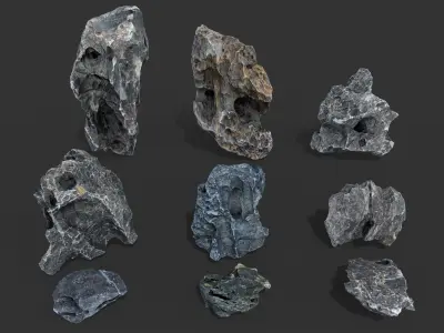 9 Low Poly Erosion Rocks - 231122 Low-poly 3D model