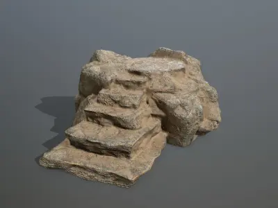 Altar Set rock Low-poly 3D model