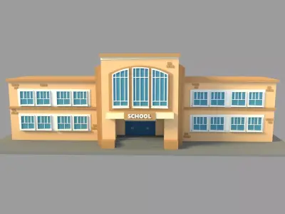 School Building Cartoon Low-poly 3D model