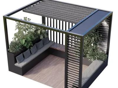 Landscape Furniture with Pergola and Roof garden 15 Low-poly 3D model