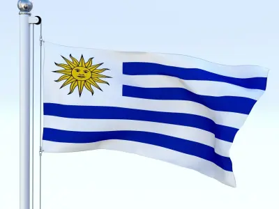 Animated Uruguay Flag Low-poly 3D model