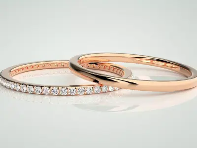 Ultra Light wt Thin Couple Band Ring 3dm stl render detail 3D print model