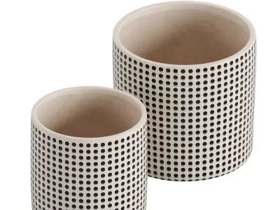 Set of 2 Handmade Dotted Ceramic Pots 3D model