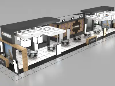 Booth Exhibition Stand Stall 29X8m Height 400 cm 4 Side Open  3D model