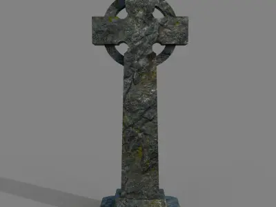 Celtic cross grave stone Low-poly 3D model