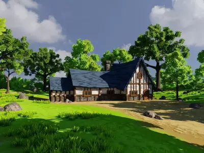 Medieval House 6 With Environment Low-poly 3D model