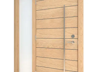 Door-105 wooden door with glass panels 3D model