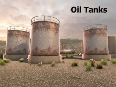 Oil Tanks Low-poly 3D model