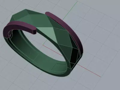 Modern Faceted Two-Tone Gold Ring engagment 3D print model