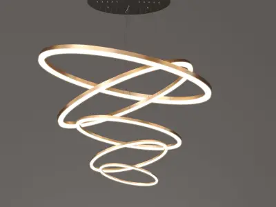 Large Hoops Led Ring Chandelier Low-poly 3D model