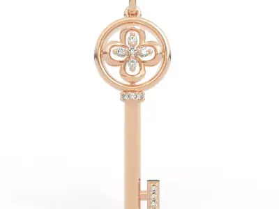 Brilliant Floral Circle Key Necklace Diamond 3D 3D print model