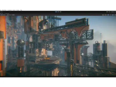 cyberpunk - Tall City Low-poly 3D model