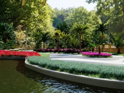 A Customizable 3D Garden Park scene 3D model