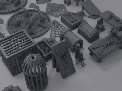 Dungeon Environment Pack 75 Scatter Tabletop terrain 28 mm 3D print model