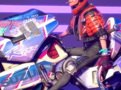 akira biker Low-poly 3D model