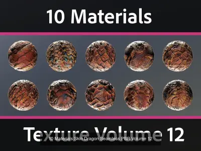 50 Materials Skin Dragon Seamless PBR Mega-Bundle 3 Texture