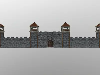 Castle Wall Level 5 Low-poly 3D model