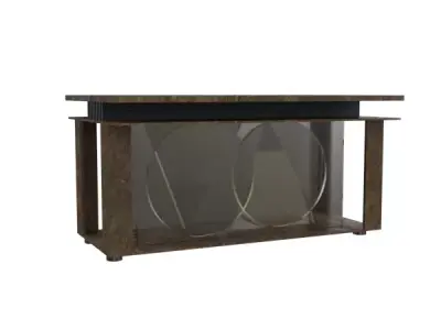 table wooden console with glass top Free 3D print model