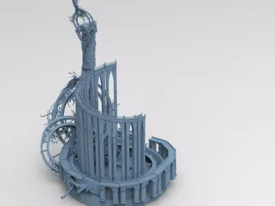 Final fantasy Inspired clock tower garden 3 3D model