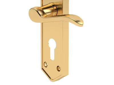 Paris Door Handles Polished Brass 3D model