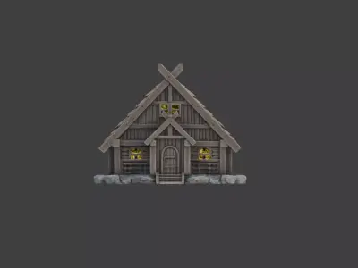 Viking Longhouse Low-poly 3D model