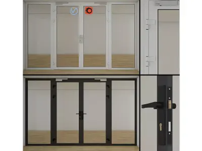 Double Glass Doors 3D model