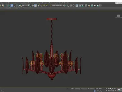 NIBA B gold leaf chandelier with glass leaves Low-poly 3D model