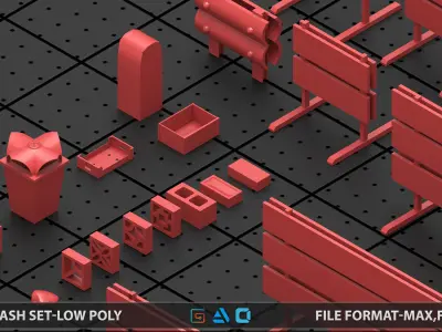 Mega pack Street kitbash  vol2 Low-poly 3D model