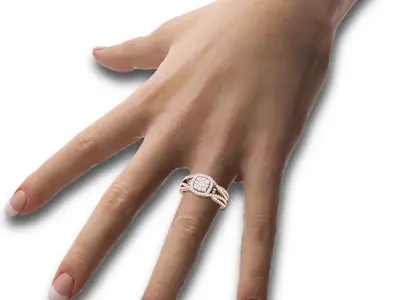 SWAZ06LR engagement ring in rose gold with diamonds 3D print model