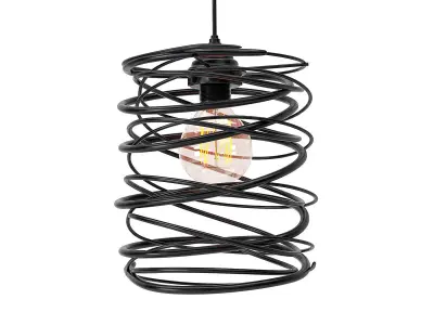 Black Metal Spiral Shade Pendant Light 3D model