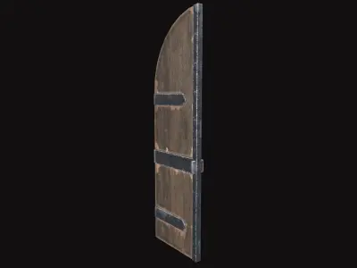 Medieval Door Part Left Low-poly 3D model