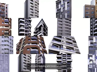 Modern building whit brick 3D Model Pack